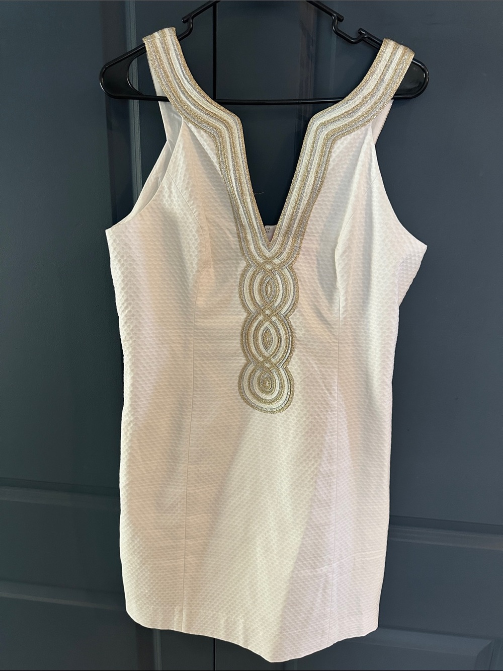 Lilly Pulitzer White Midi Dress with Gold Embellishment